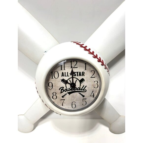 Baseball Wall Clock 17" Boys Sports Theme Large Bedroom Decor Sports Clock NEW - Picture 3 of 11